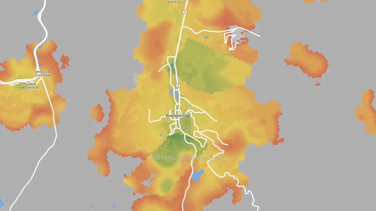 Bike Grade map of Breckenridge, CO