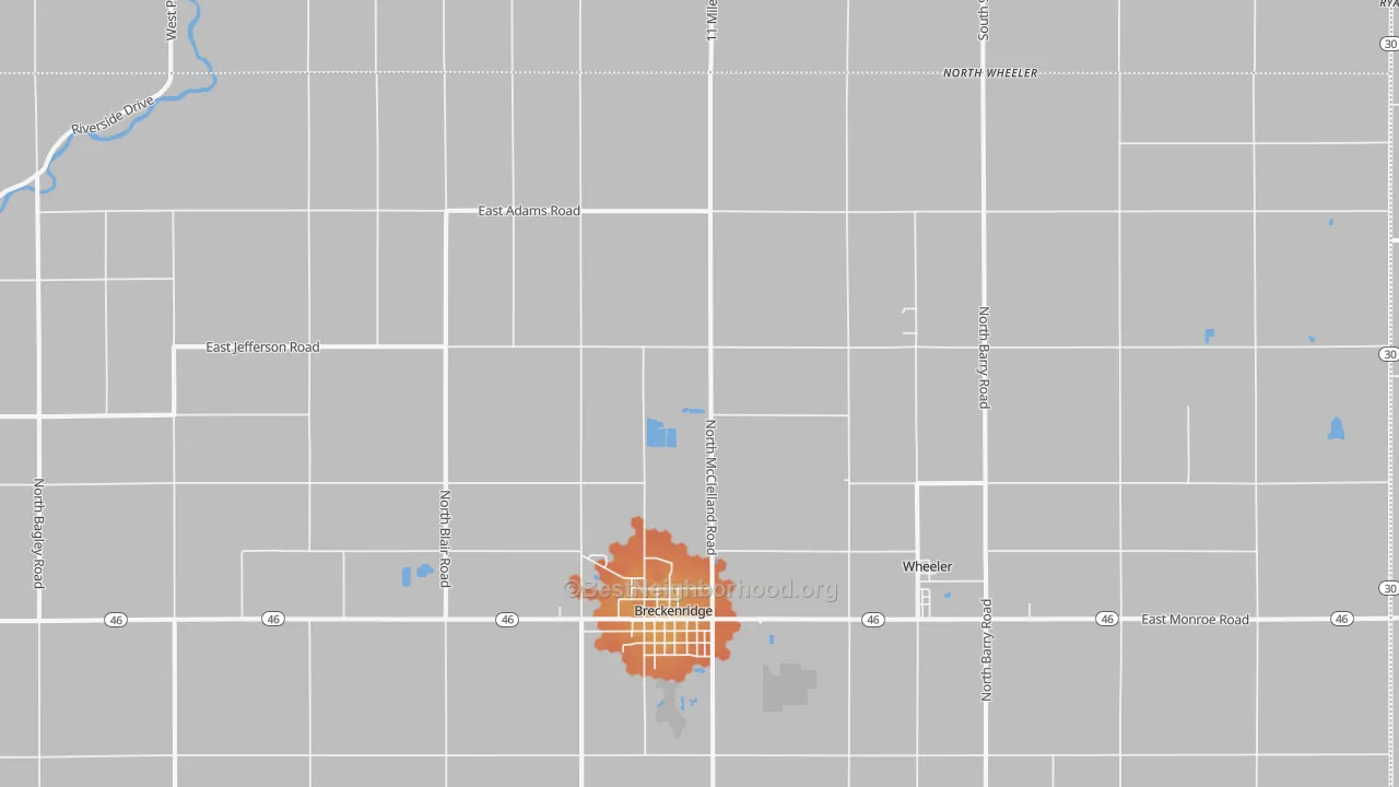 Bike Grade map of Breckenridge, MI