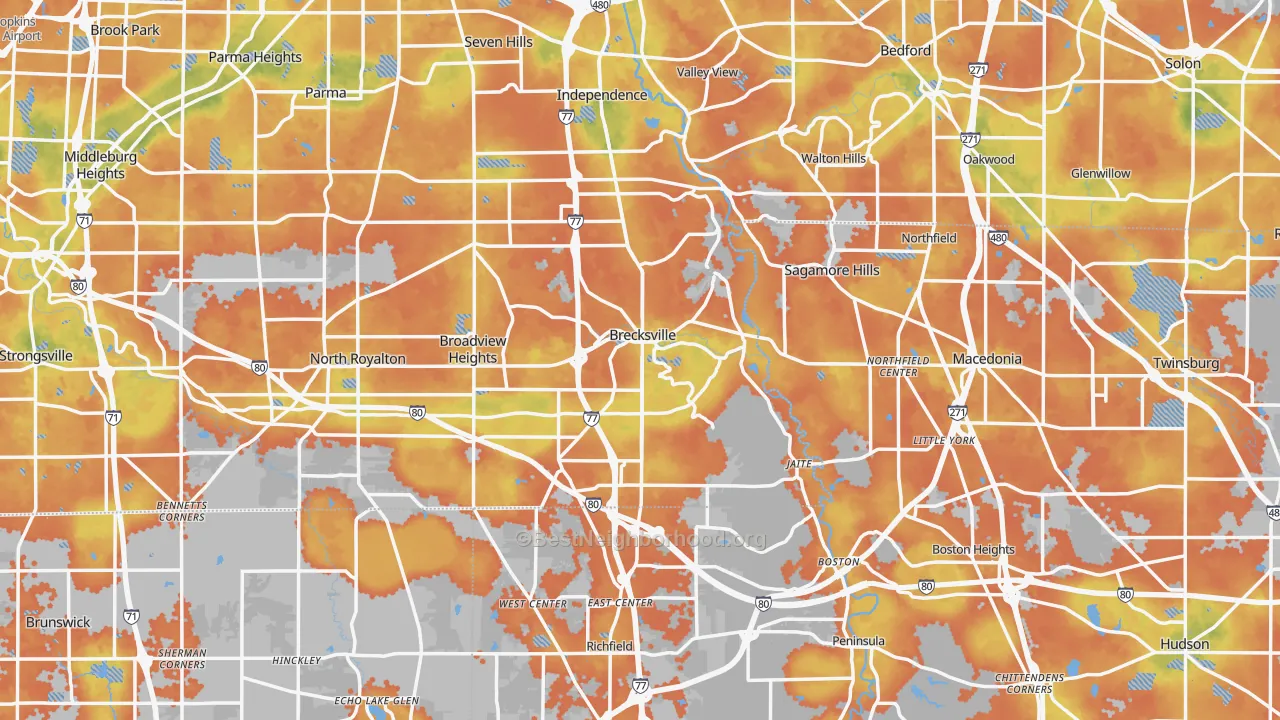Bike Grade map of Brecksville, OH