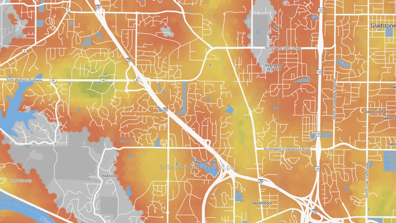 Bike Grade map of Breen Hills, Kansas City, MO