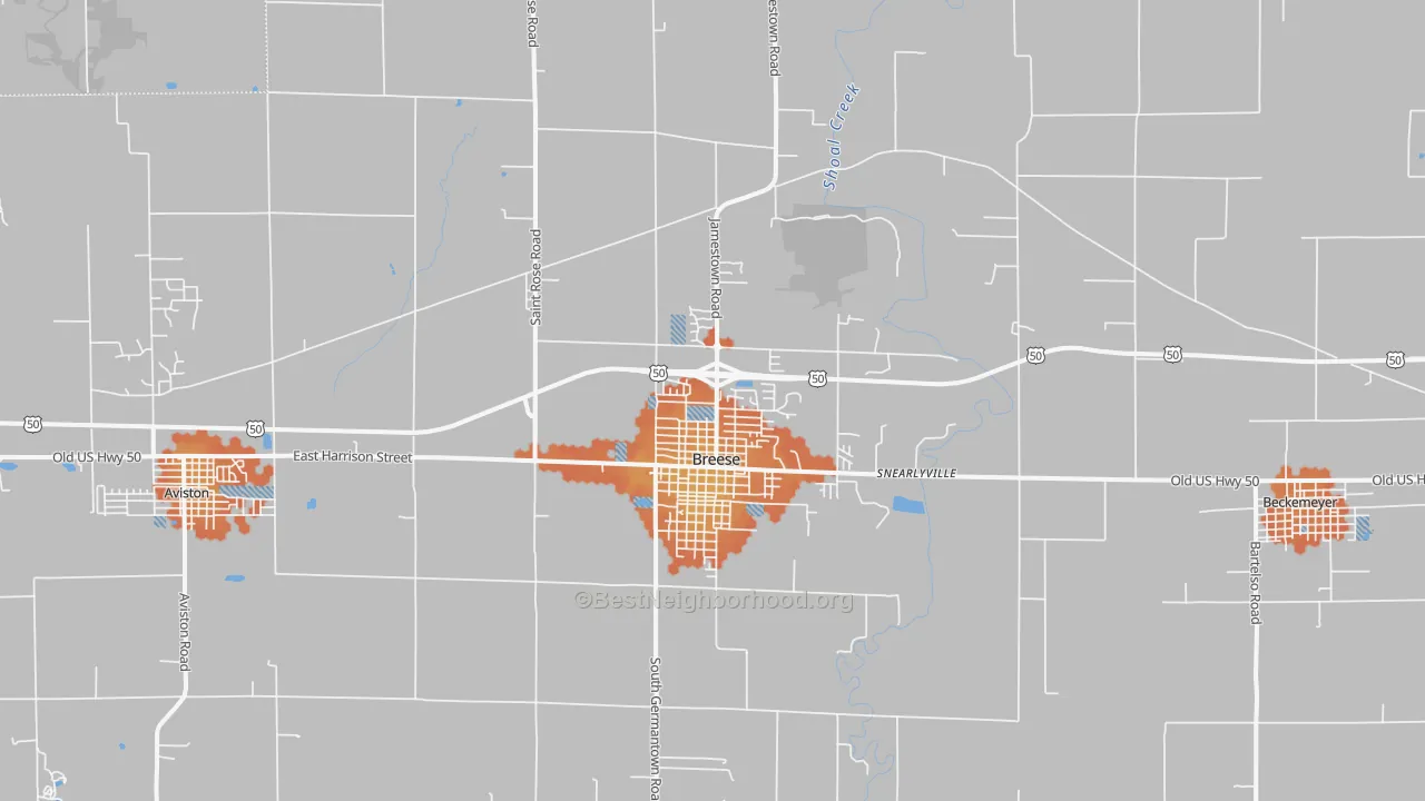 Bike Grade map of Breese, IL