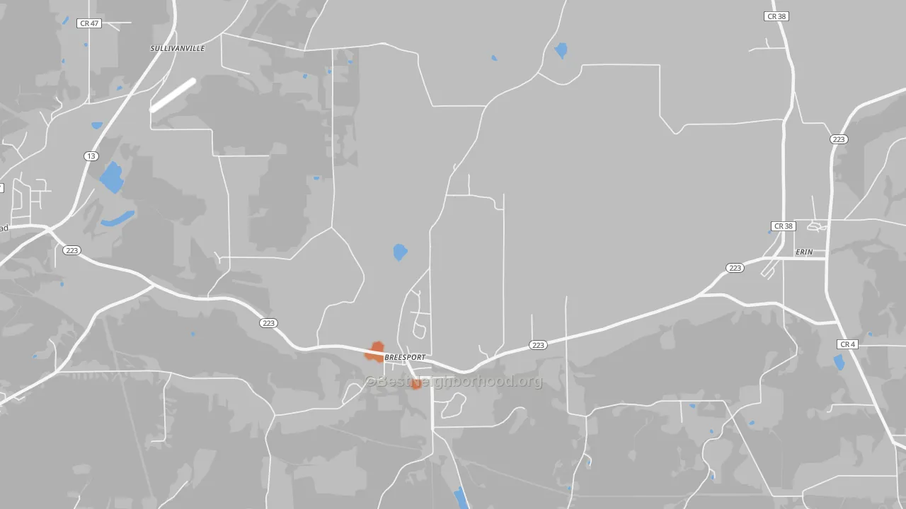 Bike Grade map of Breesport, NY