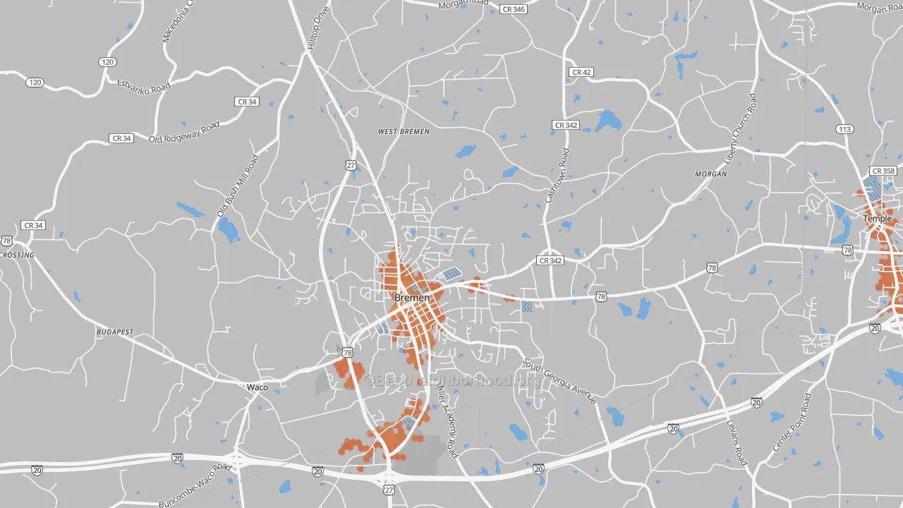 Bike Grade map of Bremen, GA