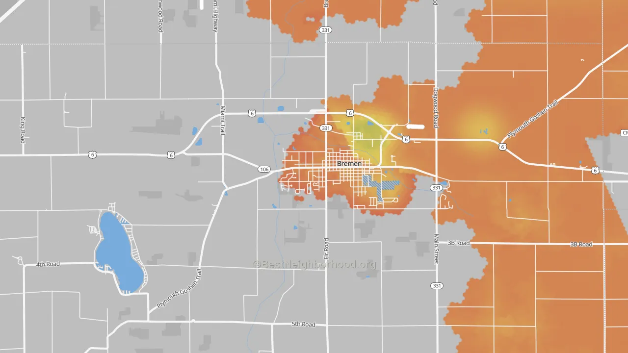 Bike Grade map of Bremen, IN
