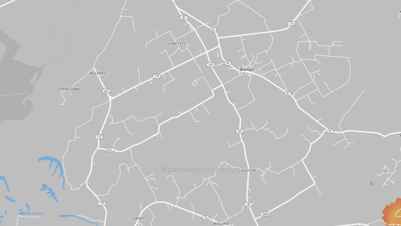 Bike Grade map of Bremen, KY
