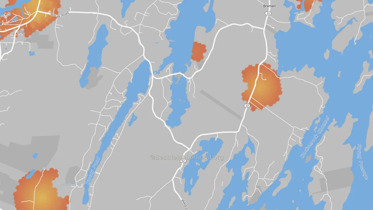 Bike Grade map of Bremen, ME