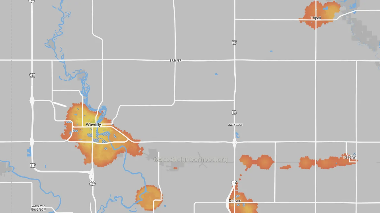Bike Grade map of Bremer County, IA
