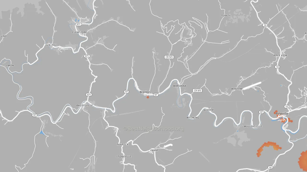 Bike Grade map of Brenton, WV