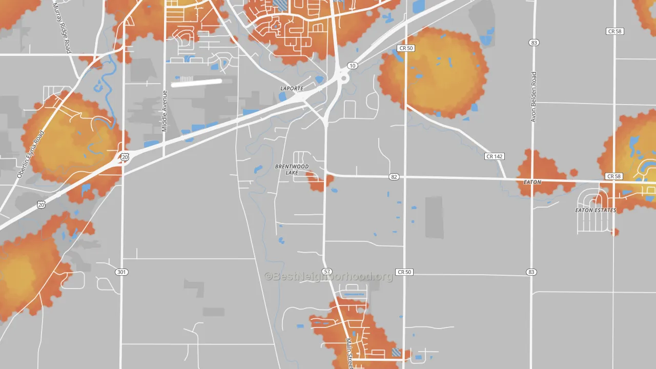 Bike Grade map of Brentwood Lake, OH