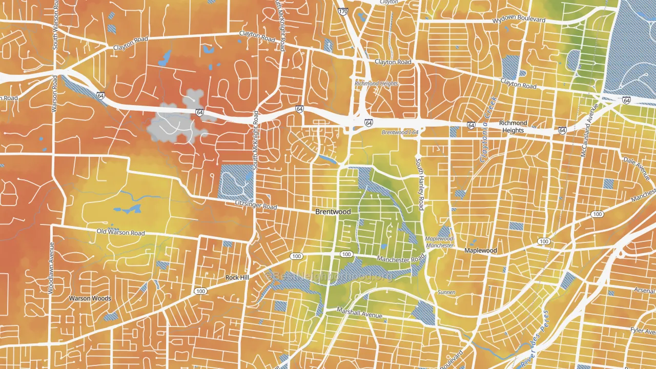 Bike Grade map of Brentwood, MO
