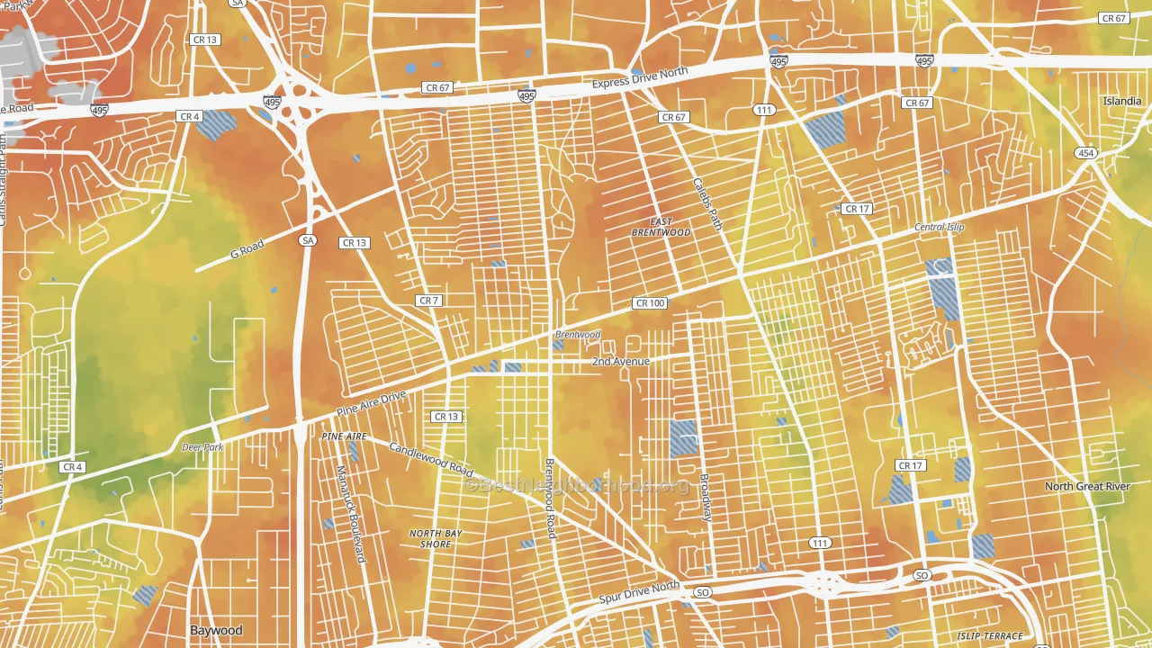 Bike Grade map of Brentwood, NY