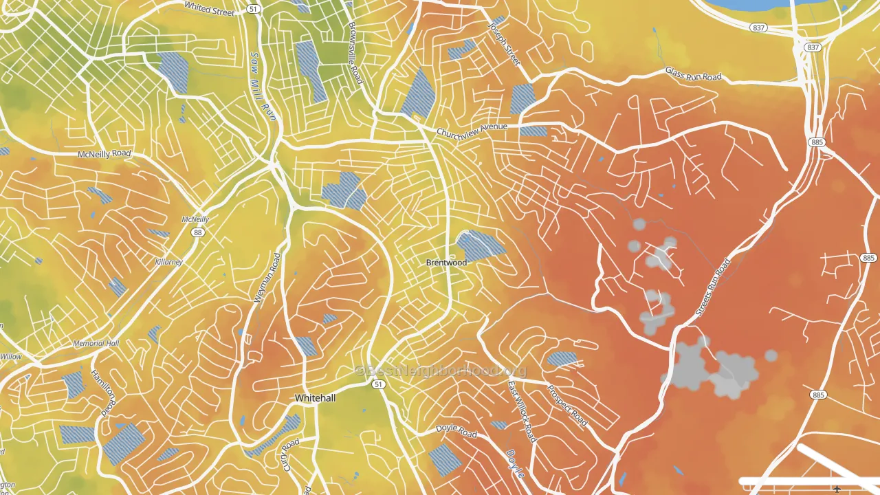Bike Grade map of Brentwood, PA