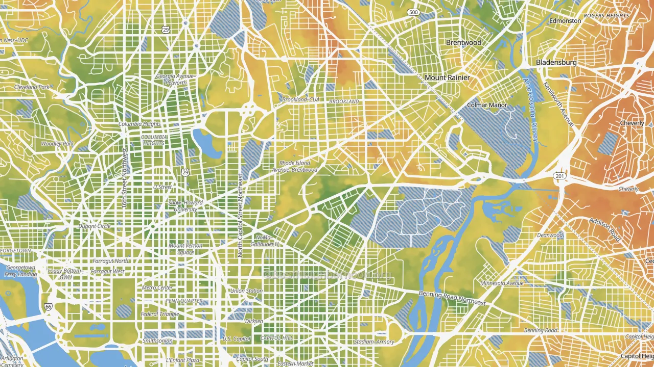 Bike Grade map of Brentwood, Washington, DC