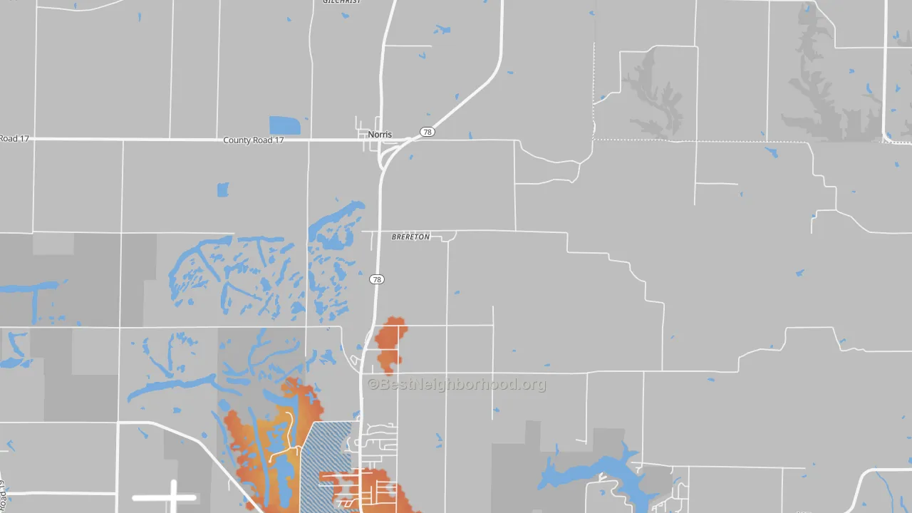 Bike Grade map of Brereton, IL