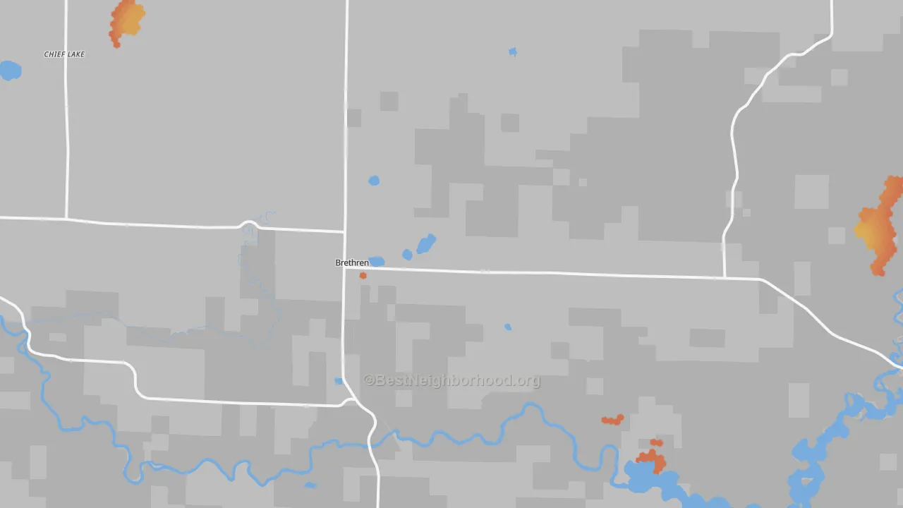Bike Grade map of Brethren, MI