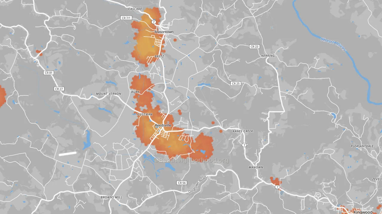 Bike Grade map of Bretz, WV