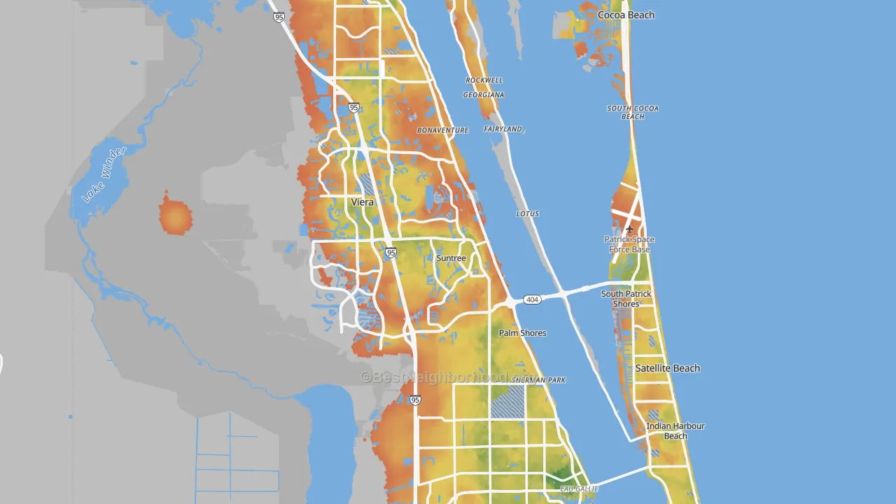Bike Grade map of Brevard County, FL