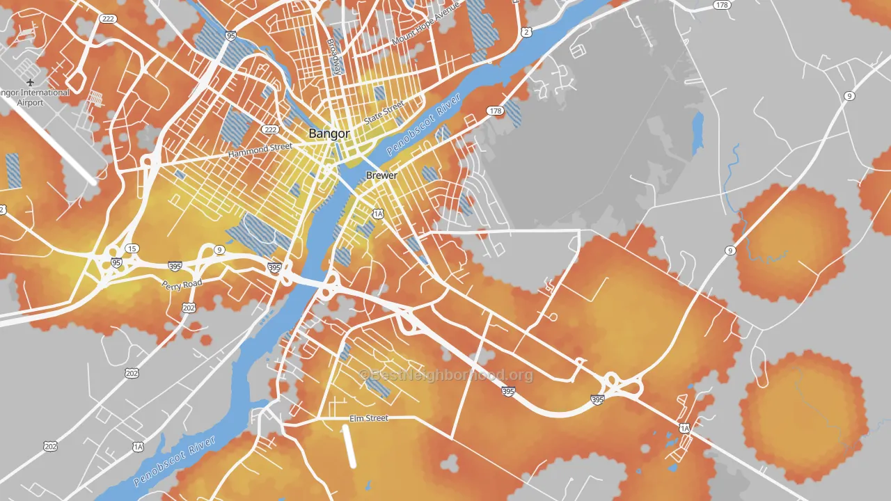 Bike Grade map of Brewer, ME