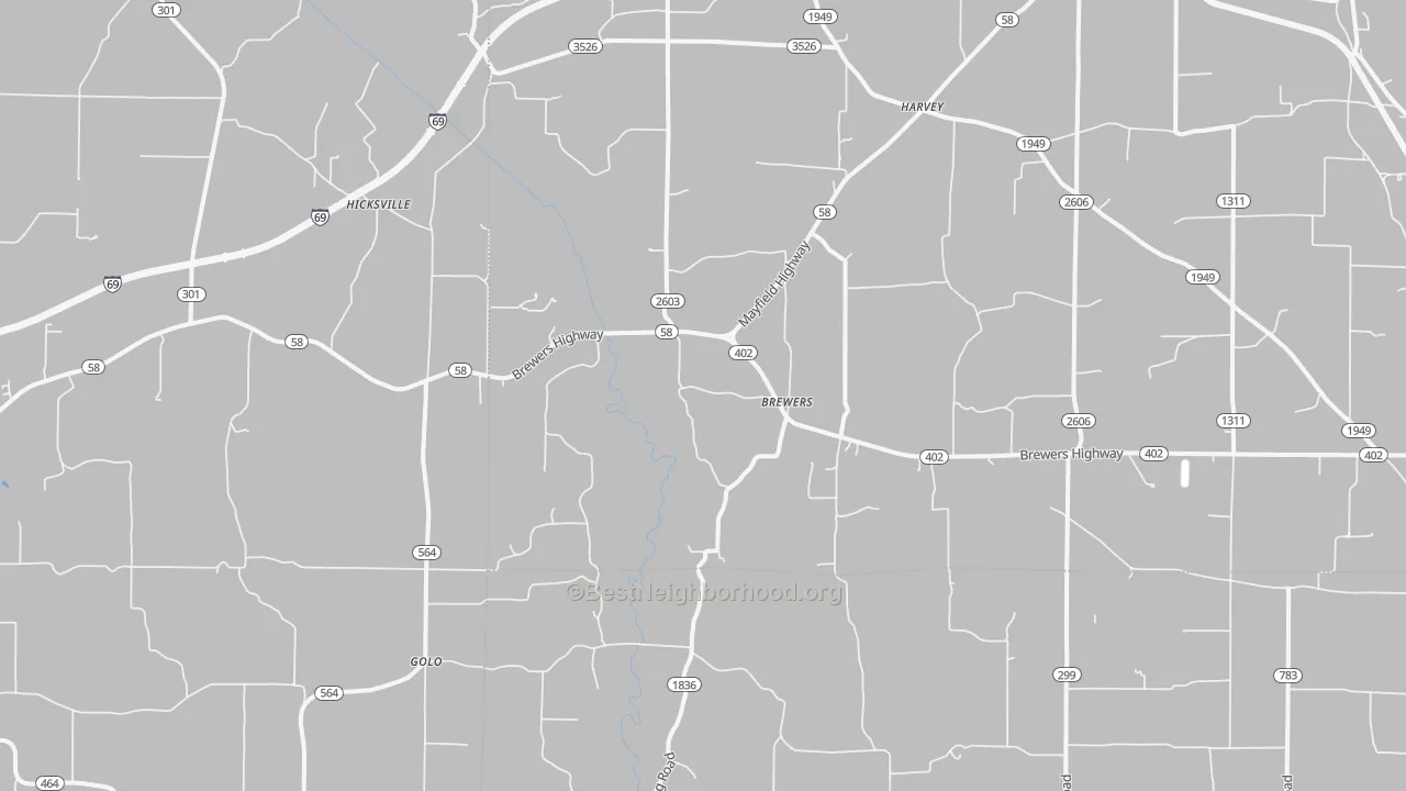 Bike Grade map of Brewers, KY