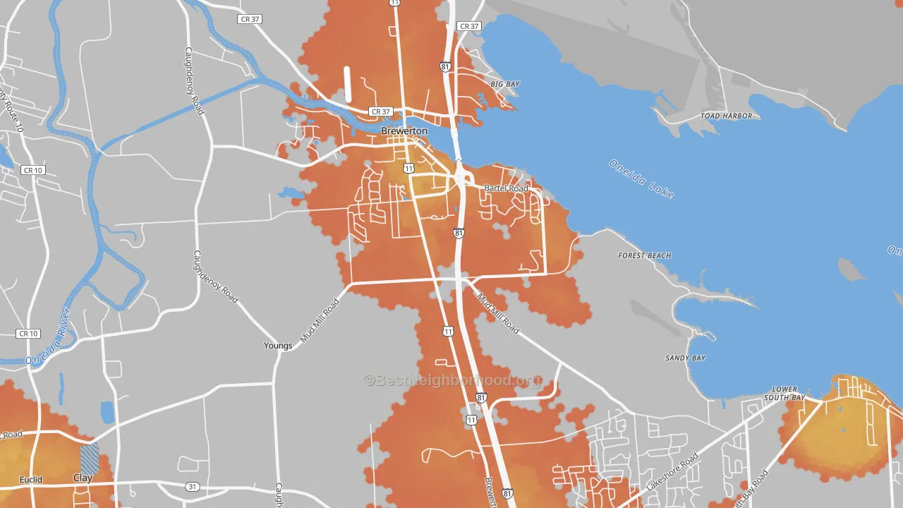 Bike Grade map of Brewerton, NY