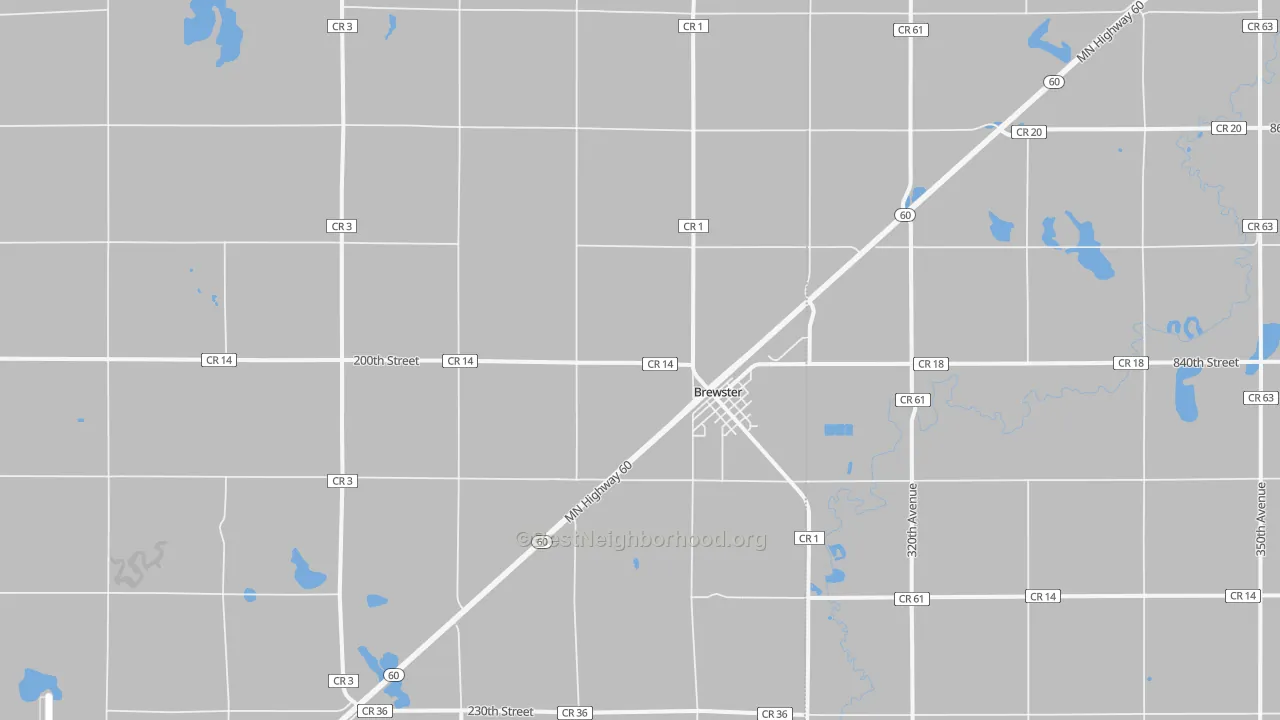 Bike Grade map of Brewster, MN