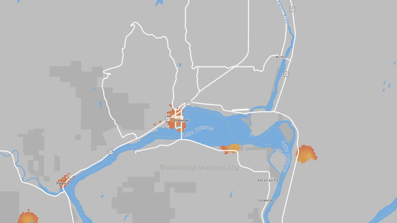 Bike Grade map of Brewster, WA