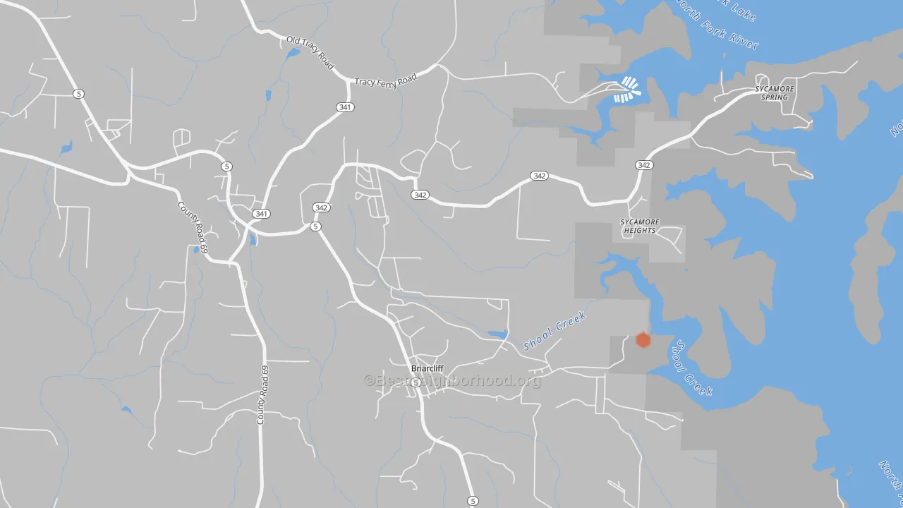 Bike Grade map of Briarcliff, AR