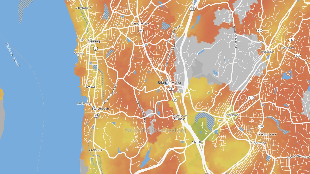 Bike Grade map of Briarcliff Manor, NY