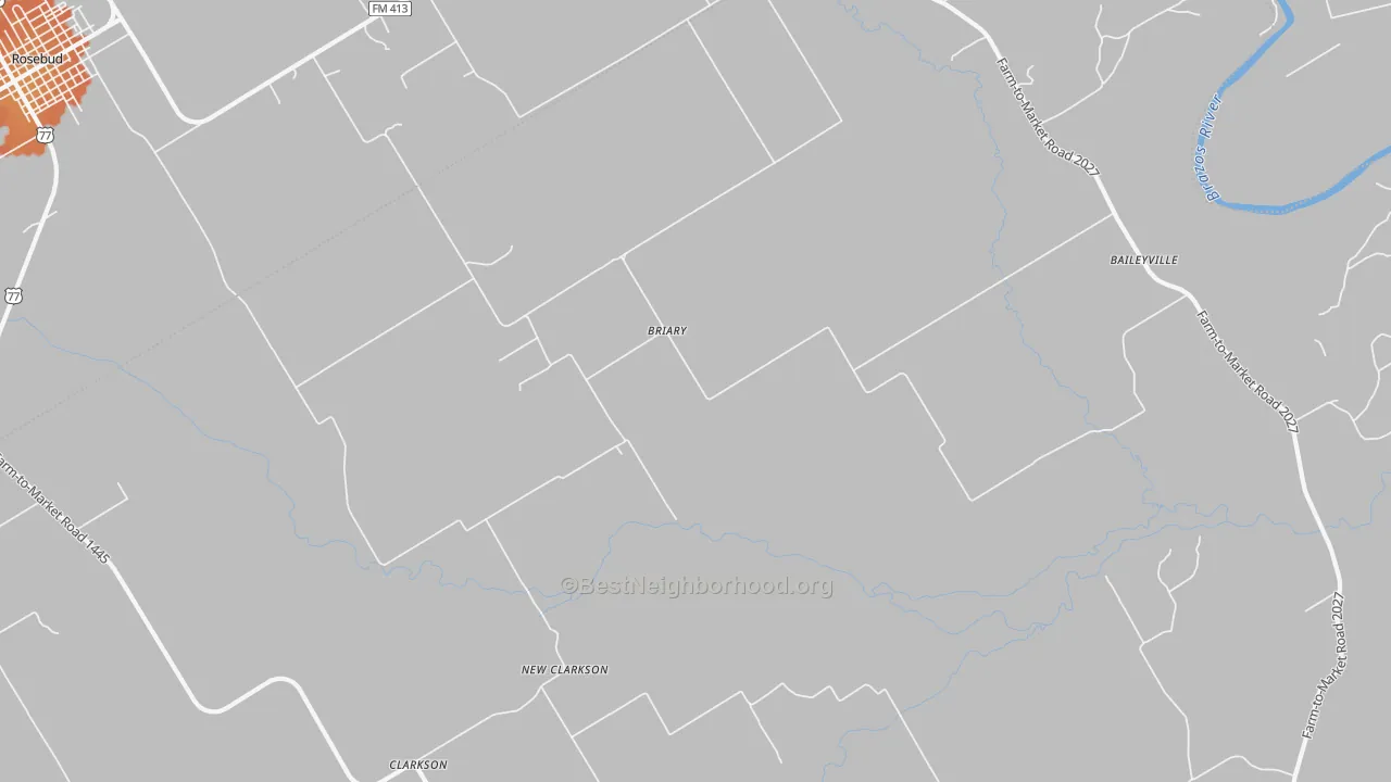 Bike Grade map of Briary, TX