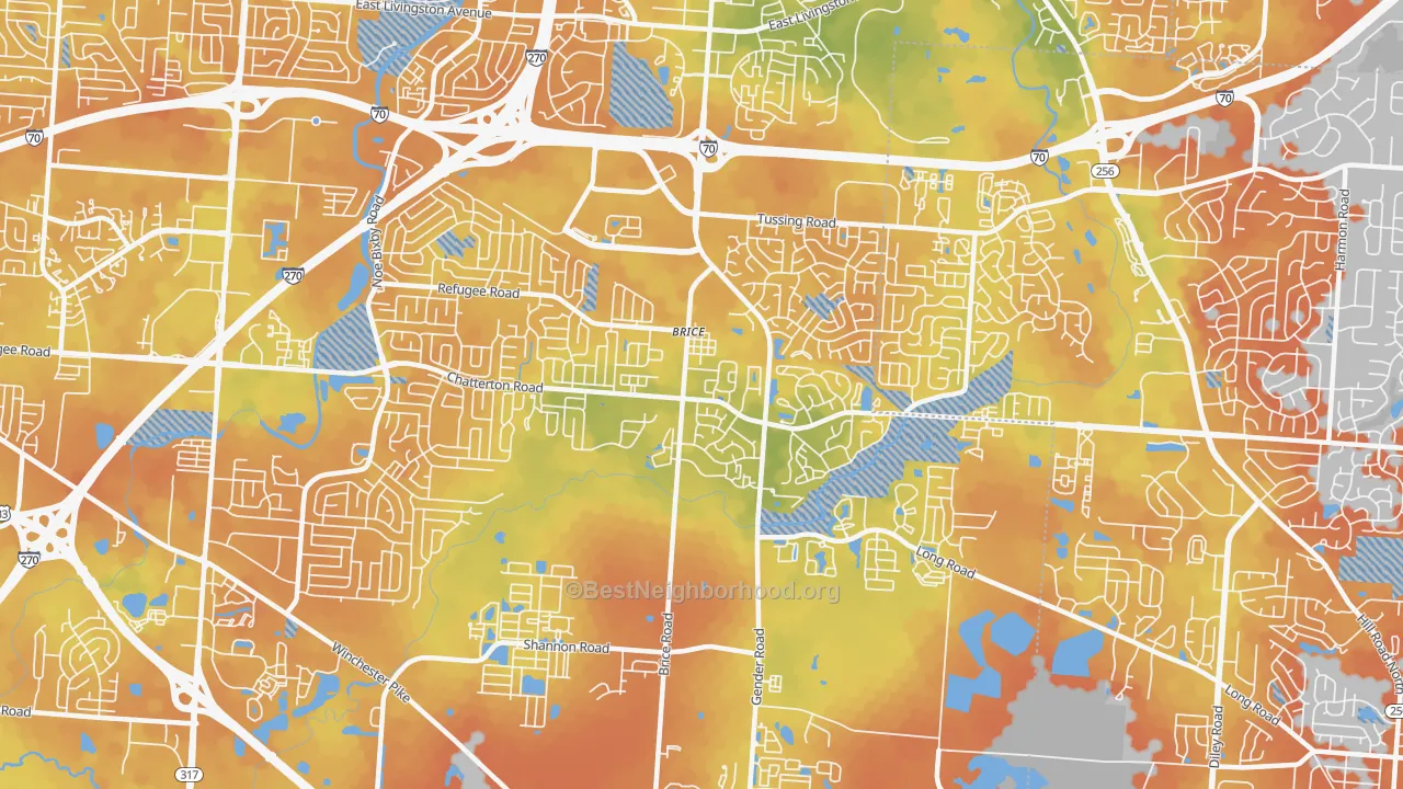 Bike Grade map of Brice, OH
