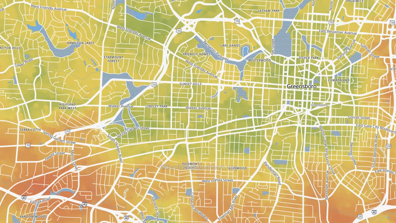 Bike Grade map of Brice Street Area, Greensboro, NC