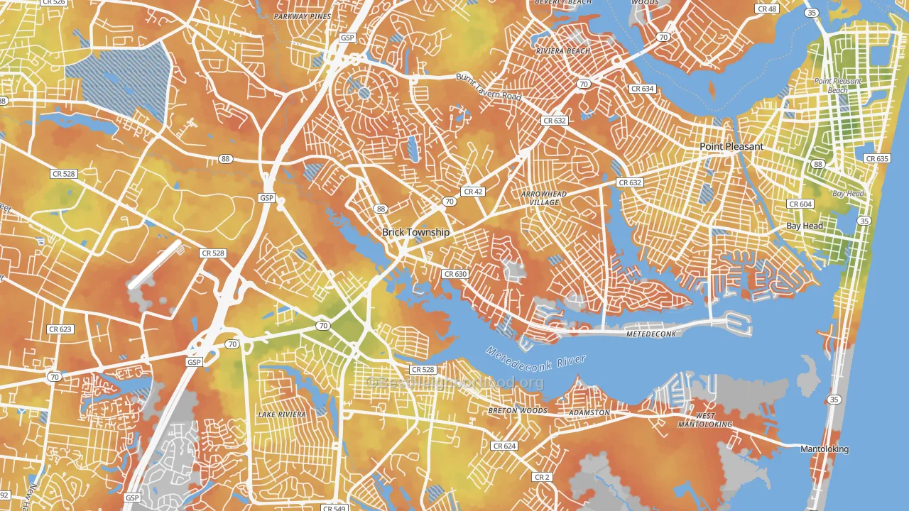 Bike Grade map of Brick, NJ