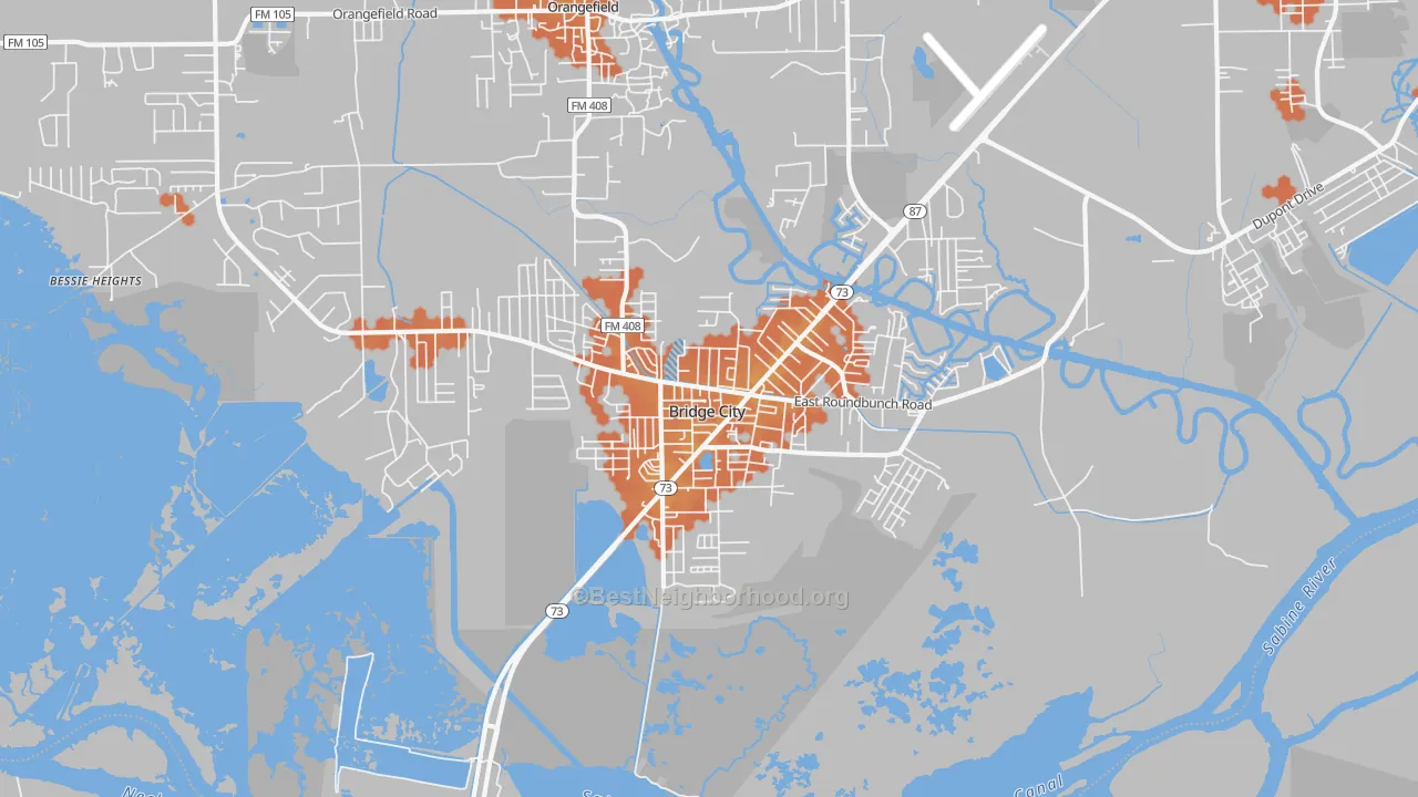 Bike Grade map of Bridge City, TX