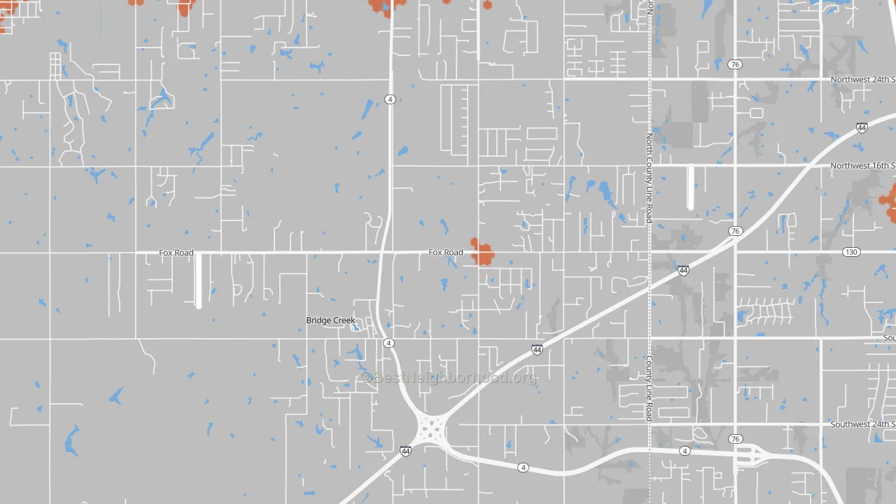 Bike Grade map of Bridge Creek, OK