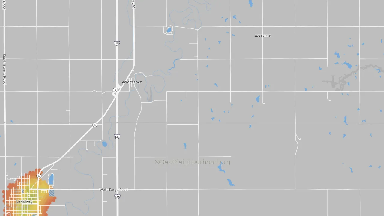 Bike Grade map of Bridgeport, KS