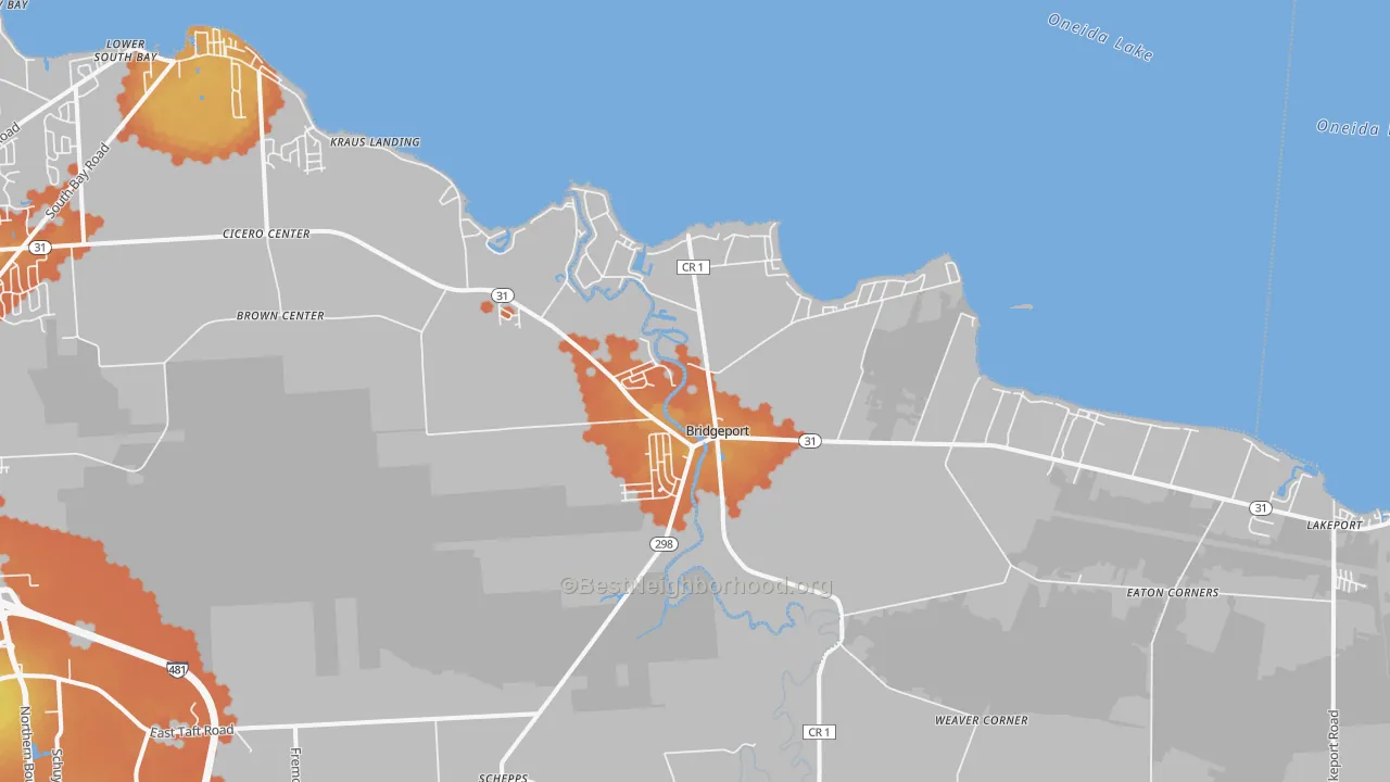 Bike Grade map of Bridgeport, NY