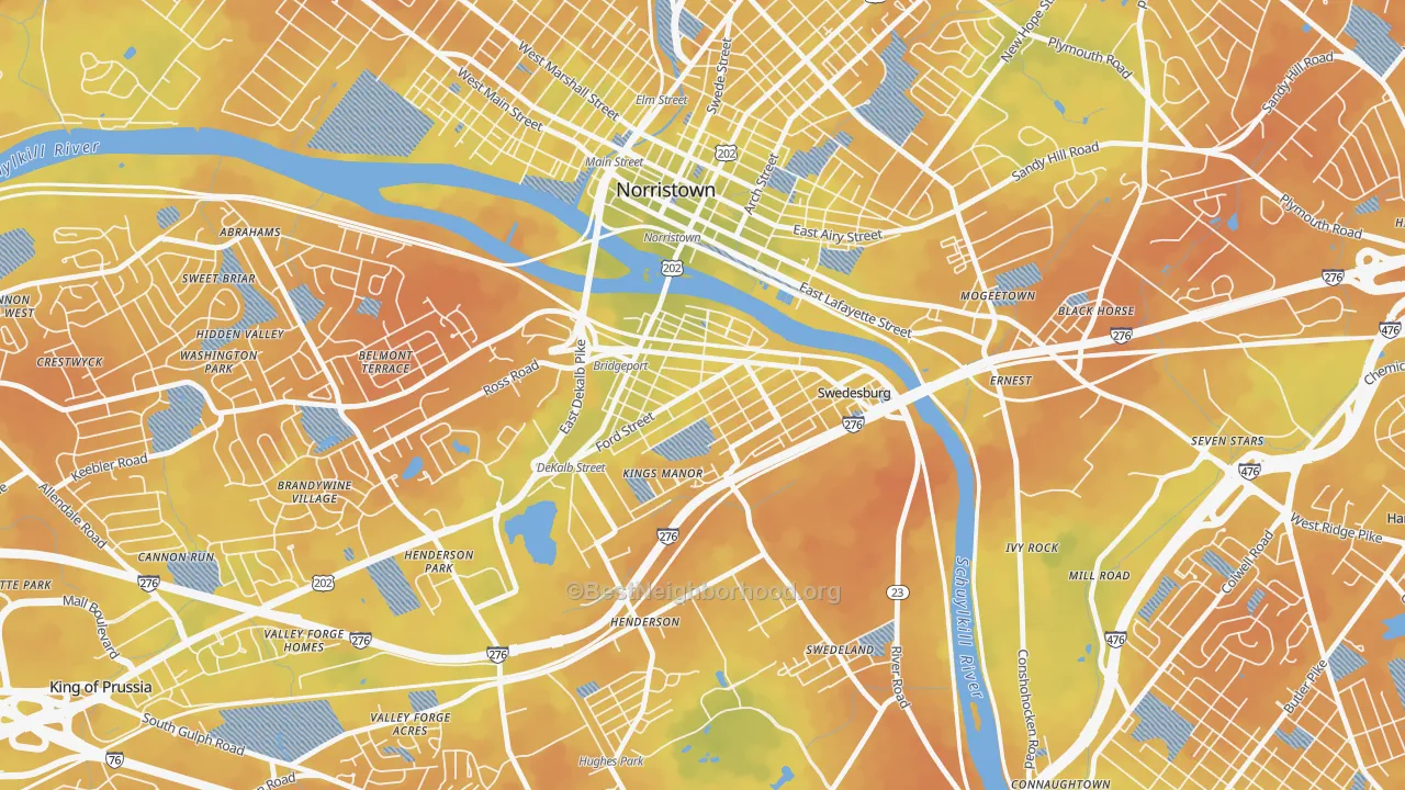Bike Grade map of Bridgeport, PA
