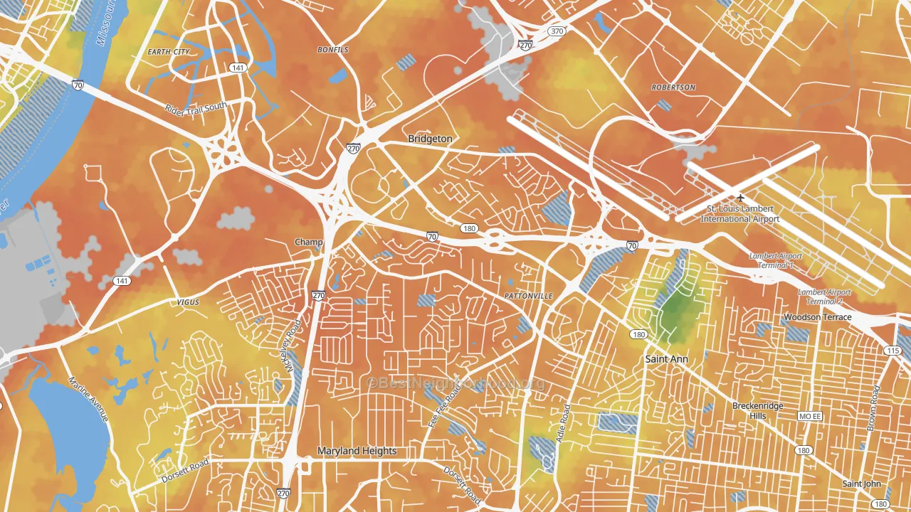 Bike Grade map of Bridgeton, MO
