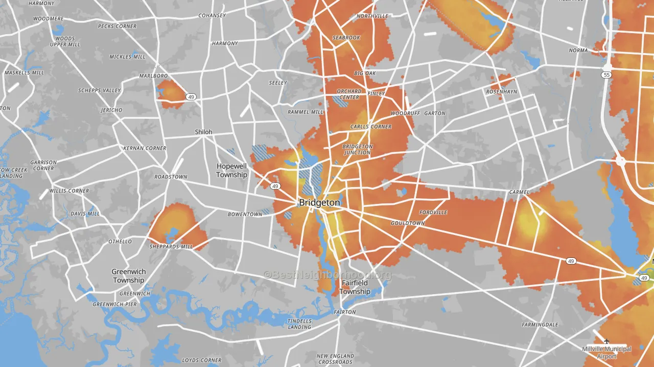 Bike Grade map of Bridgeton, NJ
