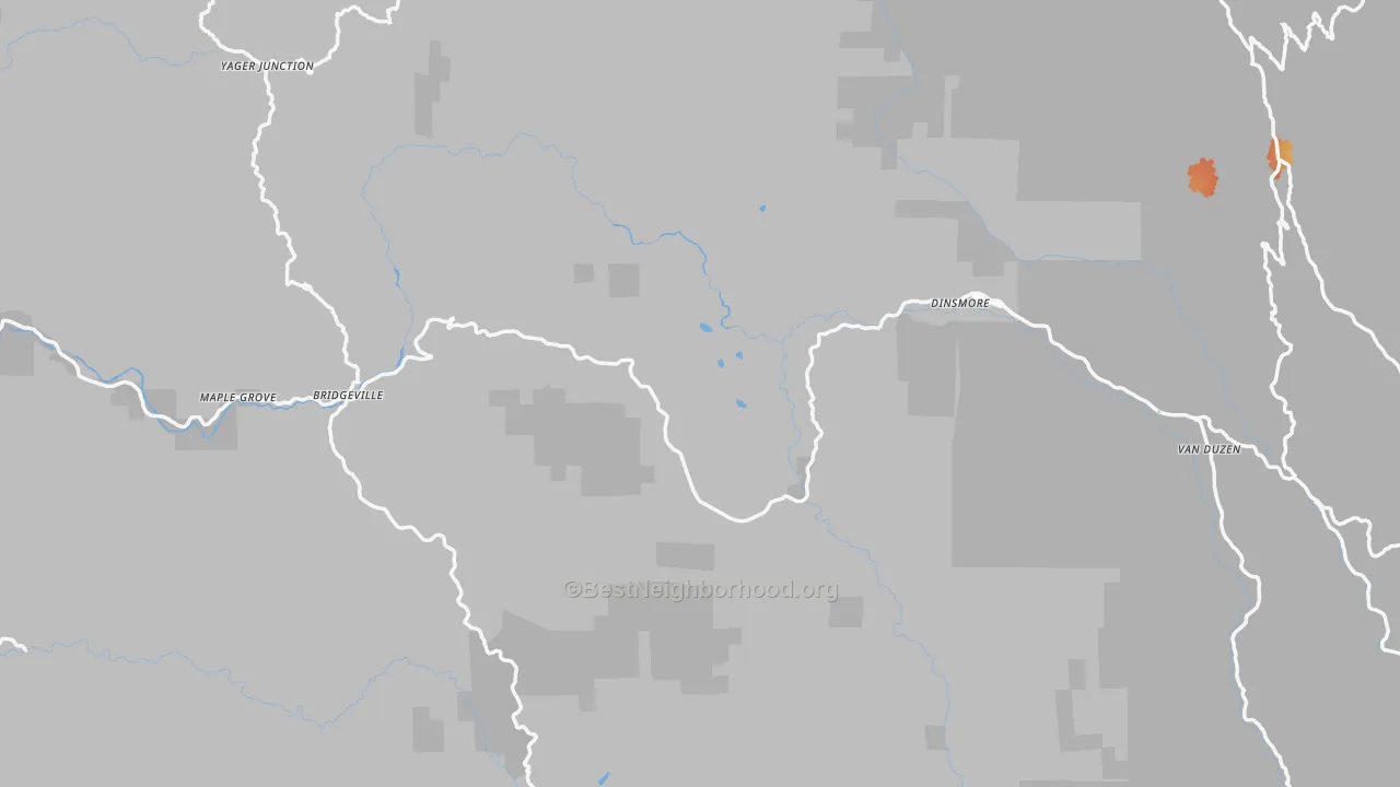 Bike Grade map of Bridgeville, CA