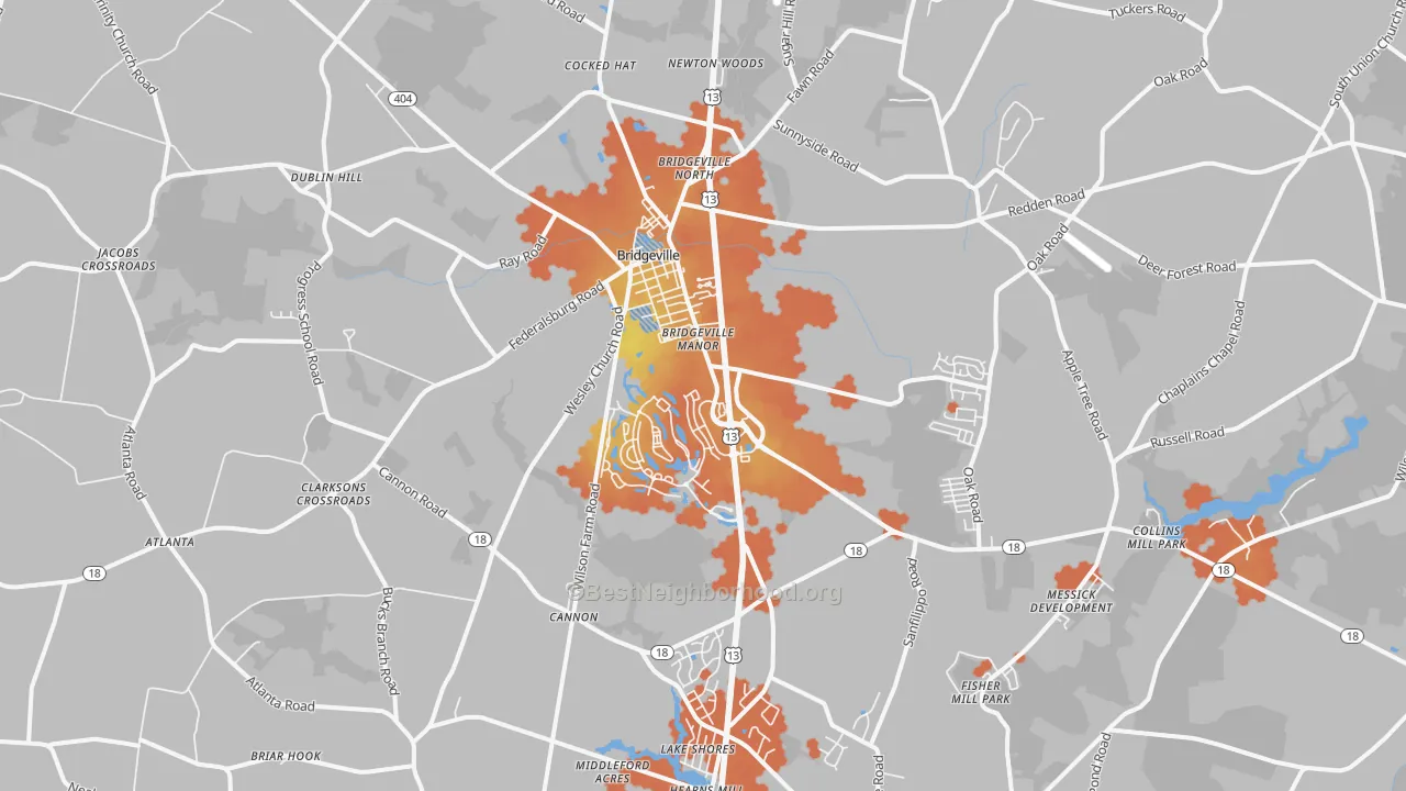 Bike Grade map of Bridgeville, DE
