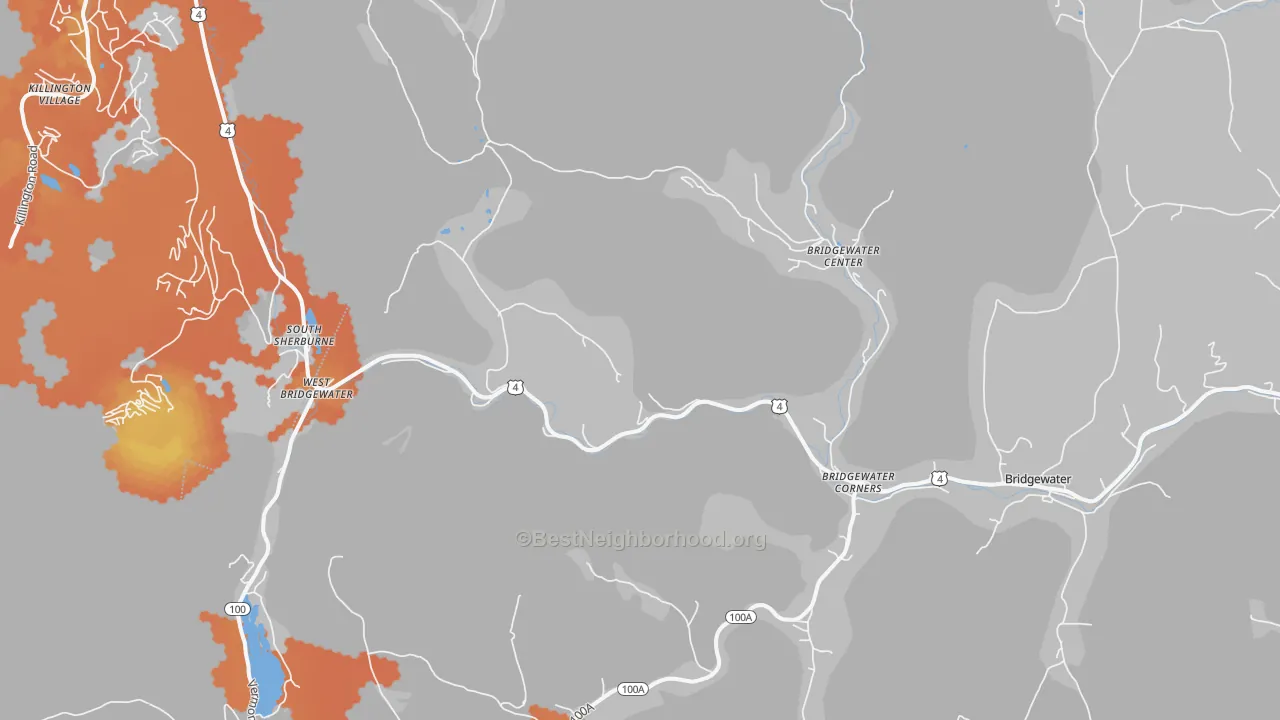 Bike Grade map of Bridgewater Corners, VT