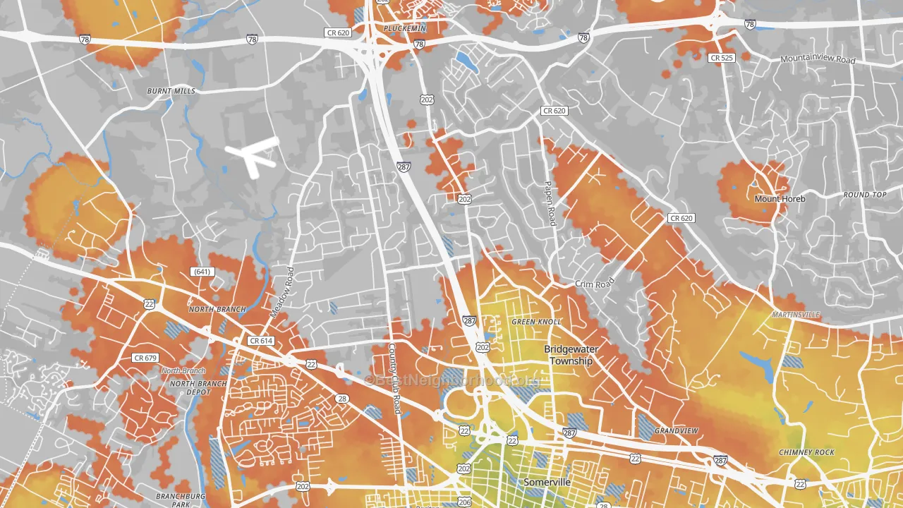 Bike Grade map of Bridgewater, NJ