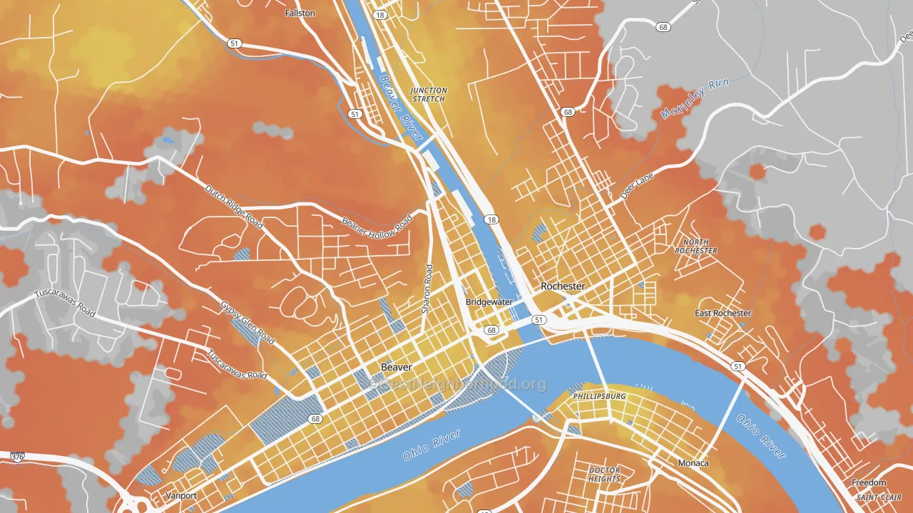 Bike Grade map of Bridgewater, PA