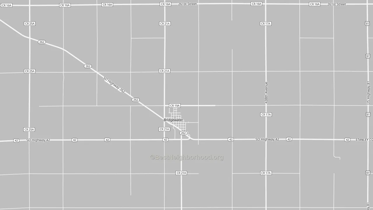 Bike Grade map of Bridgewater, SD