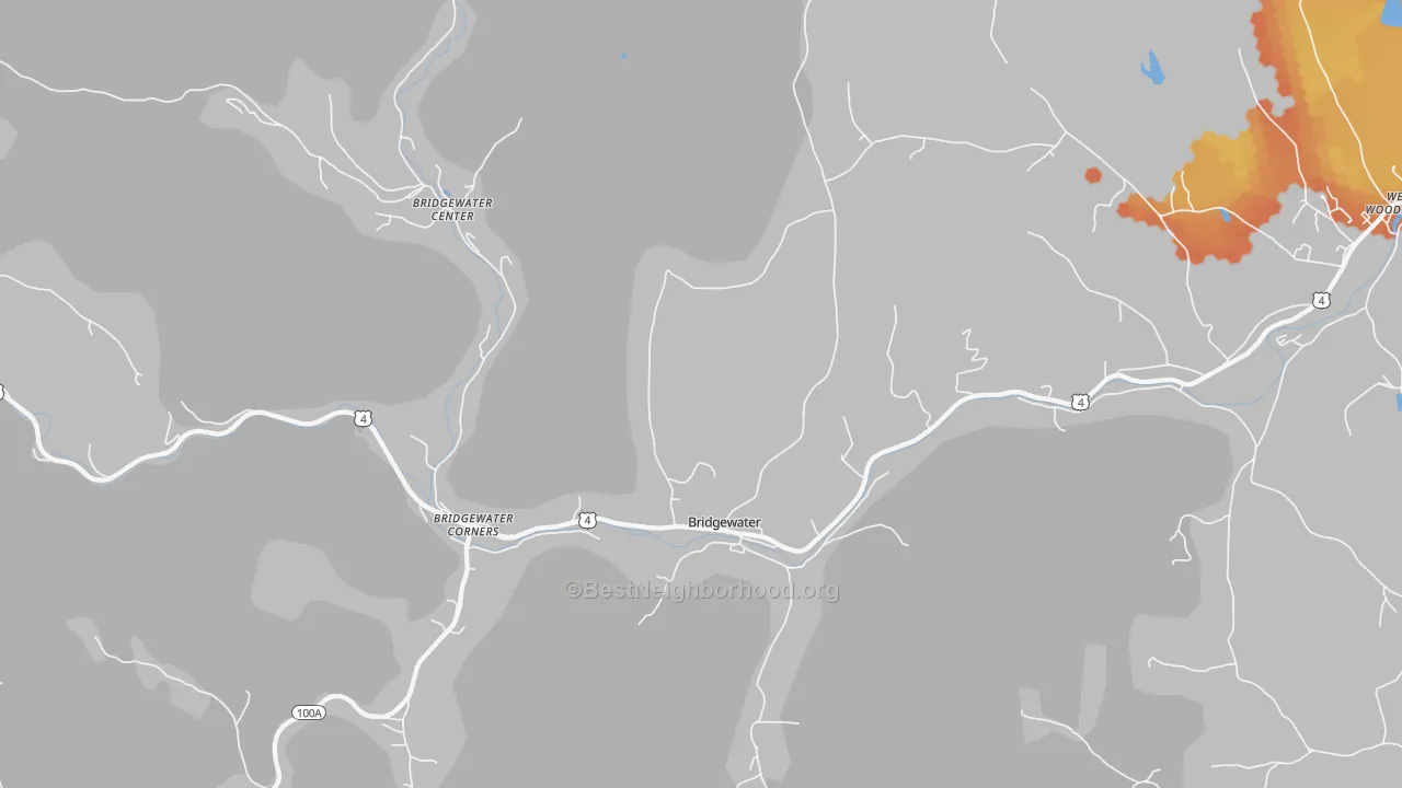 Bike Grade map of Bridgewater, VT