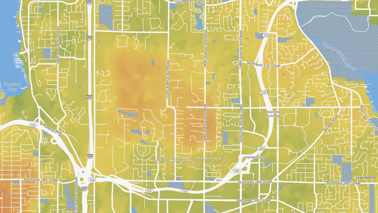 Bike Grade map of Bridle Trails, Bellevue, WA