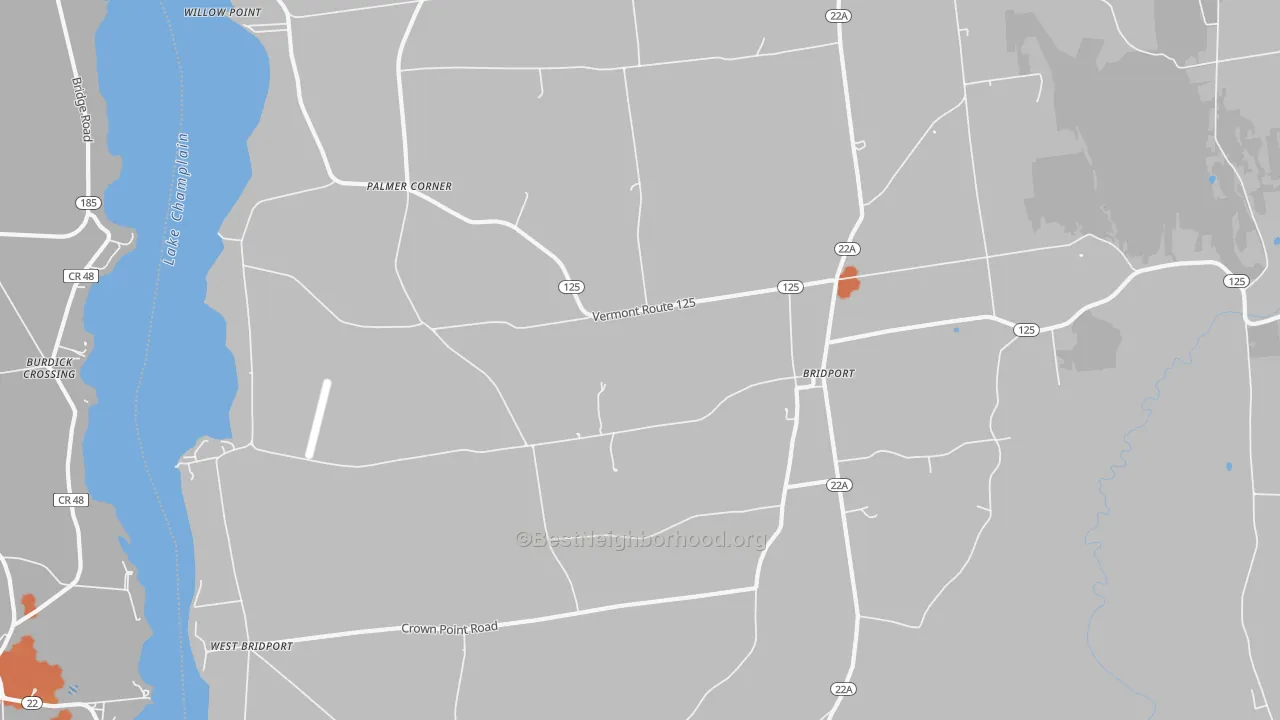 Bike Grade map of Bridport, VT