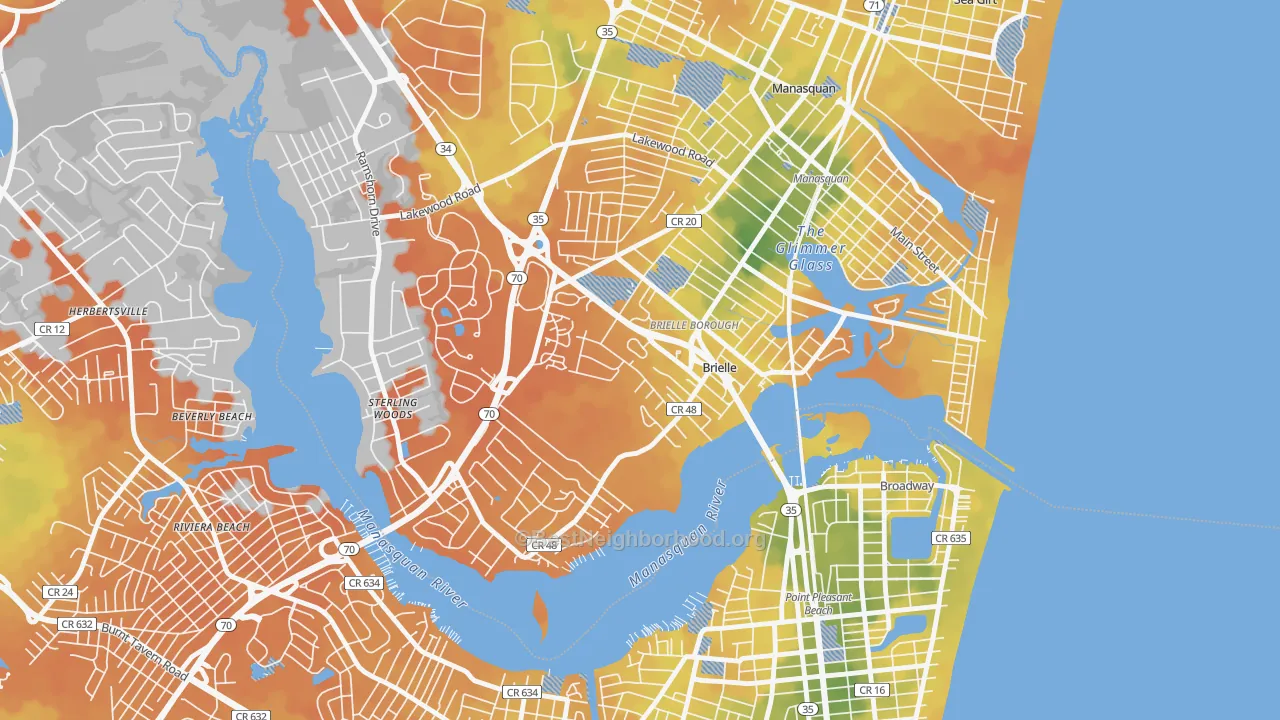 Bike Grade map of Brielle, NJ