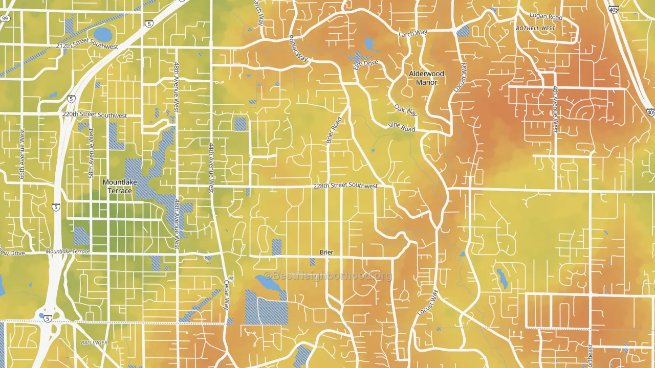 Bike Grade map of Brier, WA